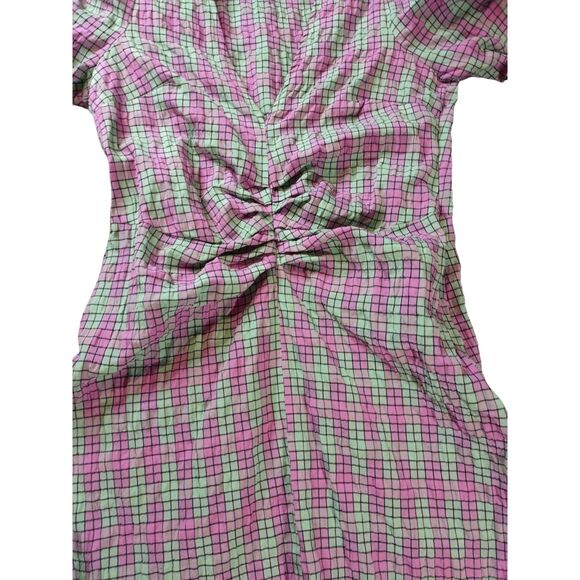 Zara Plaid Print Dress Womens M Purple Green Fairycore - Picture 2 of 9